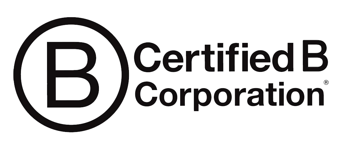 The image displays the logo of "Certified B Corporation," featuring a bold letter 'B' inside a circle, followed by the text of the organization's name.